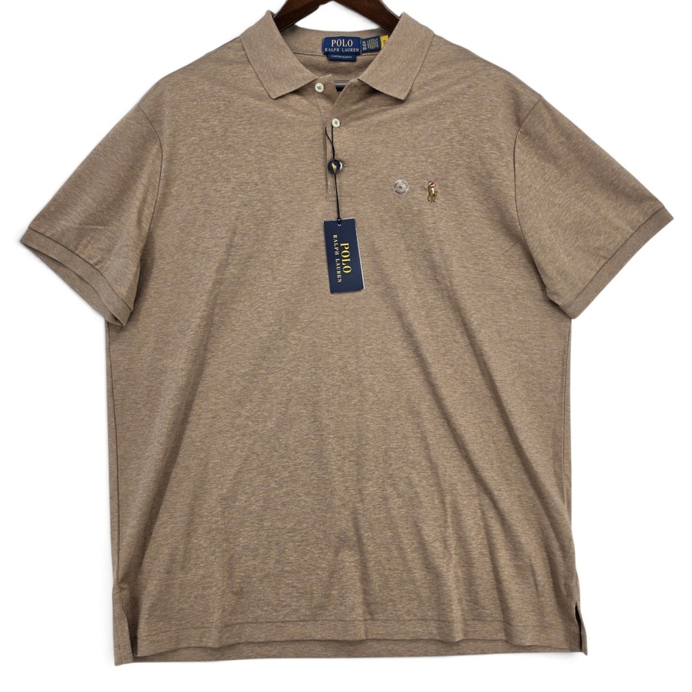 Polo Ralph Lauren Custom Slim Fit Polo Shirt XL Brown Cotton Short Sleeve NWT - Picture 2 of 6